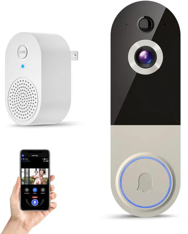 Main image of Wireless Doorbell Camera with Rechargeable Battery, 1080P Resolution, 2-Way Audio, Night Vision, AI Human Detection, Cloud Storage, 2.4G WiFi