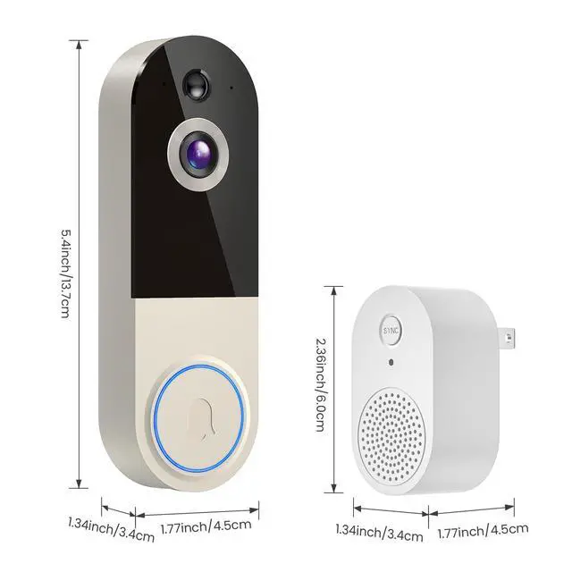 Alt view image 7 of 7 - Wireless Doorbell Camera with Rechargeable Battery, 1080P Resolution, 2-Way Audio, Night Vision, AI Human Detection, Cloud Storage, 2.4G WiFi
