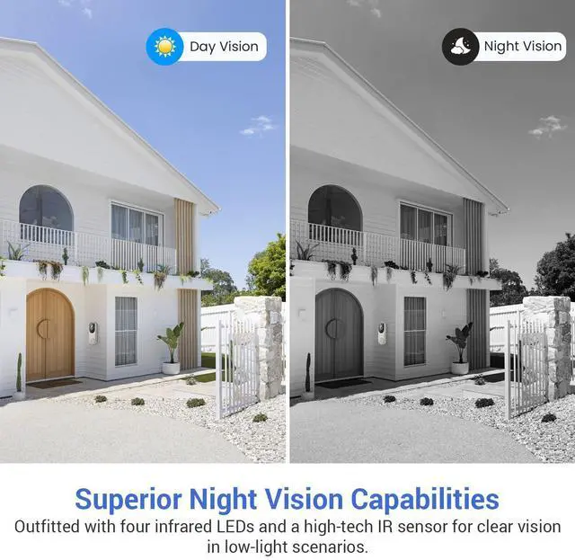 Alt view image 4 of 7 - 1080p Wireless Video Doorbell Camera for Home Security, Battery Powered, Live View, Cloud Storage, AI Human Detection, Night Vision, Two Way Audio, Indoor Outdoor Surveillance, 2.4G Wi-Fi only