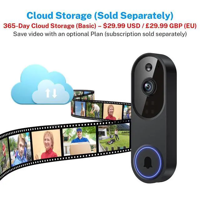 Alt view image 6 of 7 - 1080p Wireless Video Doorbell Camera, Battery Powered, AI Human and Motion Detection, 2 Way Talk, Night Vision, Cloud Storage (Sold Separately), 2.4G WiFi Only, Indoor/Outdoor Surveillance