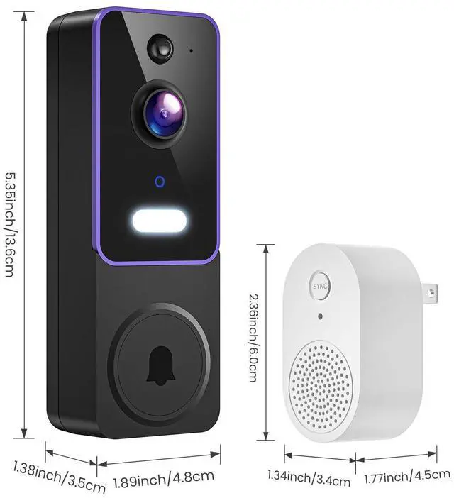 Alt view image 2 of 7 - 1080p Wireless Wi-Fi Video Doorbell Camera with AI Motion Detection, Two Way Audio and Night Vision, Cloud Storage, Battery Powered
