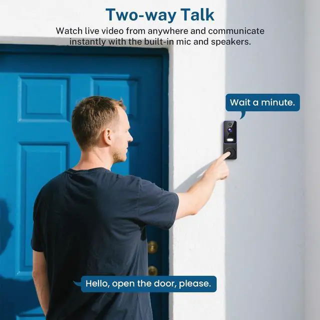 Alt view image 5 of 7 - 1080p Wireless Wi-Fi Video Doorbell Camera with AI Motion Detection, Two Way Audio and Night Vision, Cloud Storage, Battery Powered