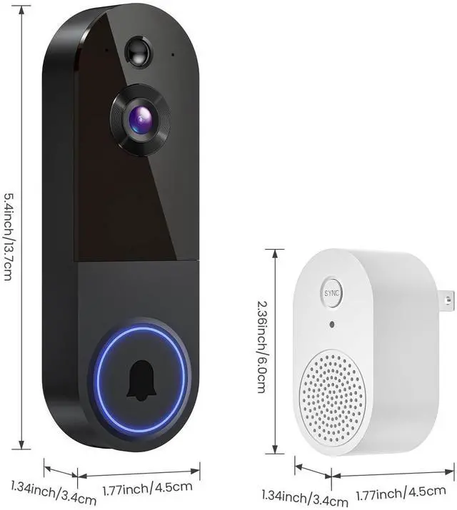 Alt view image 2 of 7 - 1080p Wireless Wi-Fi Video Doorbell Camera with Night Vision, Two Way Audio, 2.4G WiFi Only, AI Motion Detection and Cloud Storage (Sold Separately)