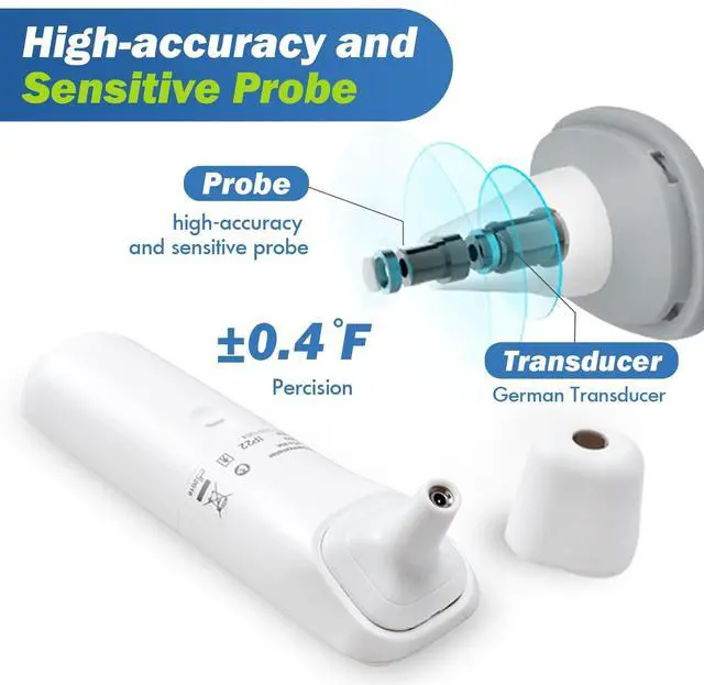 Alt view image 4 of 7 - Ear Thermometer for Kids, Baby Thermometer with Forehead and Ear Mode for Adults, Infant, Kids and Toddler, Touchless and 1 Second Reading with Fever Alarm and Mute Function, LCD