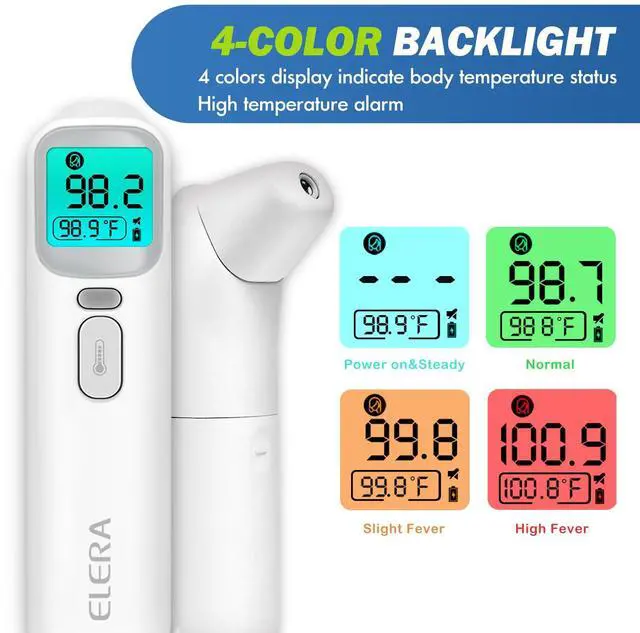 Alt view image 6 of 7 - Ear Thermometer for Kids, Baby Thermometer with Forehead and Ear Mode for Adults, Infant, Kids and Toddler, Touchless and 1 Second Reading with Fever Alarm and Mute Function, LCD