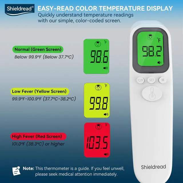 Alt view image 4 of 7 - Non-Contact Forehead Basal Thermometer for Kids and Adults, Digital Fever Thermometer, Accurate Temperature Reading, LCD Screen, Fever Alarm, Memory Recall, Forehead & Object Mode