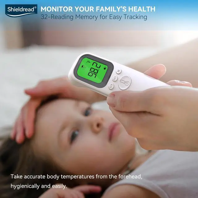 Alt view image 5 of 7 - Non-Contact Forehead Basal Thermometer for Kids and Adults, Digital Fever Thermometer, Accurate Temperature Reading, LCD Screen, Fever Alarm, Memory Recall, Forehead & Object Mode