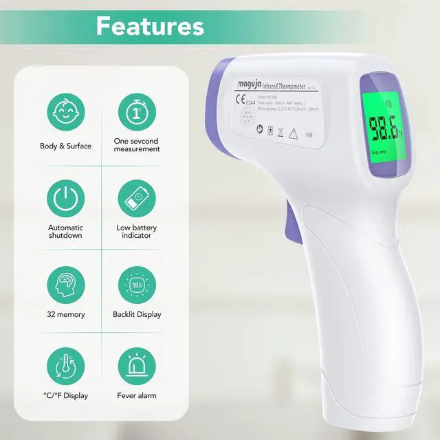 Alt view image 2 of 7 - Thermometer for Adults and Kids Forehead Thermometer for Kids Digital Touchless Thermometer Infrared Forehead Thermometer with 3 in 1 LCD Display Fever Alarm and Memory Function
