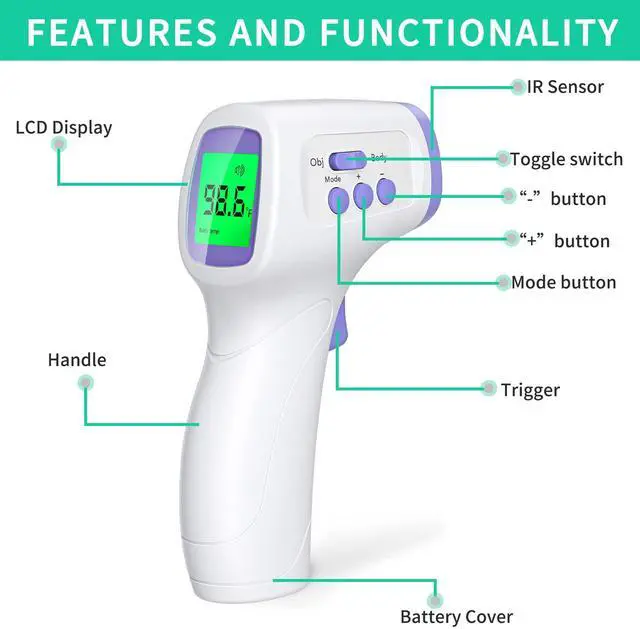 Alt view image 7 of 7 - Thermometer for Adults and Kids Forehead Thermometer for Kids Digital Touchless Thermometer Infrared Forehead Thermometer with 3 in 1 LCD Display Fever Alarm and Memory Function