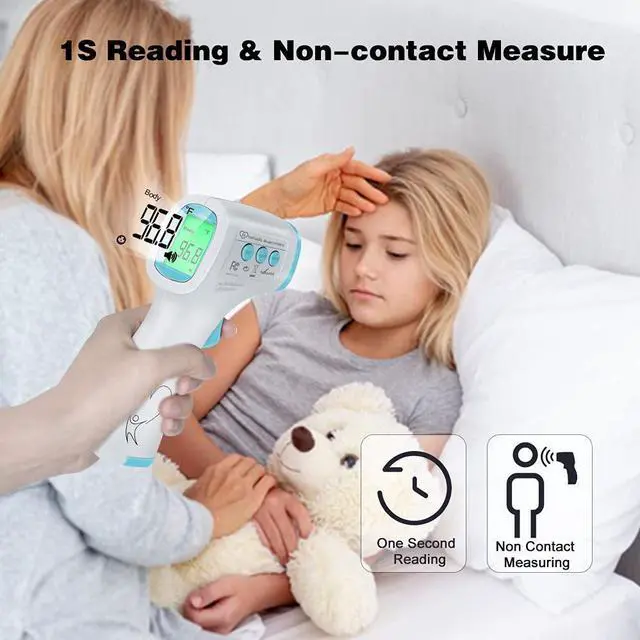 Alt view image 3 of 7 - Digital Thermometer for Adults and Kids, No Touch Forehead Thermometer for Baby, 2 in 1 Body Surface Mode Infrared Thermometer with Fever Alarm and Instant Accuracy Readings