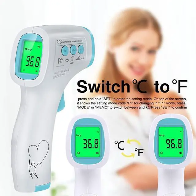 Alt view image 5 of 7 - Digital Thermometer for Adults and Kids, No Touch Forehead Thermometer for Baby, 2 in 1 Body Surface Mode Infrared Thermometer with Fever Alarm and Instant Accuracy Readings