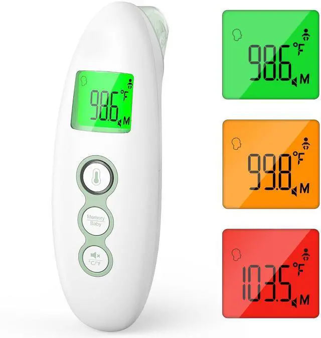 Main image of Non-Contact Forehead and Ear Thermometer, Digital Infrared Thermometer for Adults and Children, with Child Mode, Fever Alarm Function, Mute and Memory Functions, Fast and Accurate Measurement