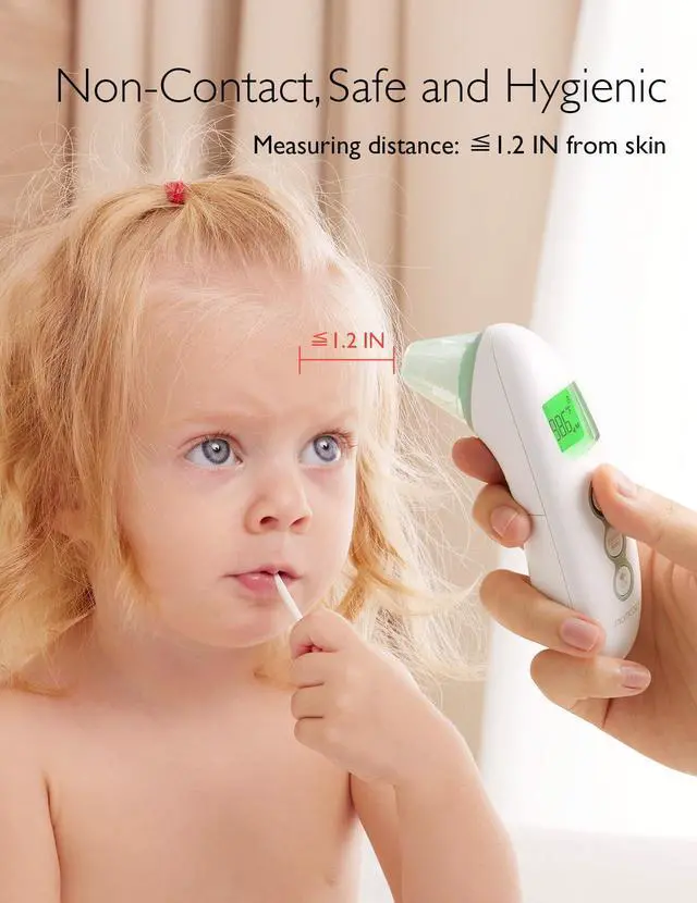 Alt view image 2 of 7 - Non-Contact Forehead and Ear Thermometer, Digital Infrared Thermometer for Adults and Children, with Child Mode, Fever Alarm Function, Mute and Memory Functions, Fast and Accurate Measurement