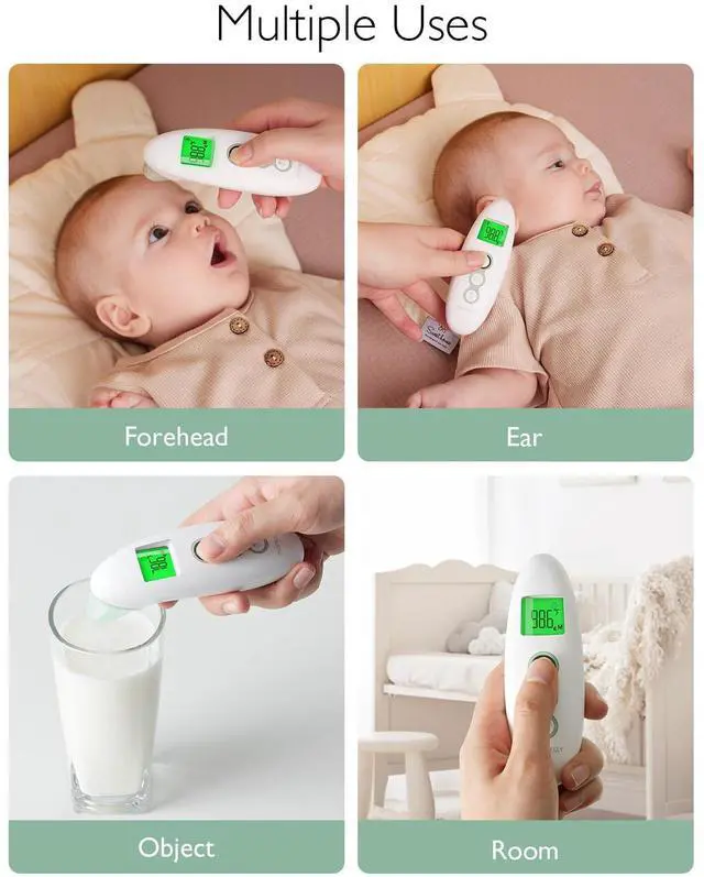 Alt view image 6 of 7 - Non-Contact Forehead and Ear Thermometer, Digital Infrared Thermometer for Adults and Children, with Child Mode, Fever Alarm Function, Mute and Memory Functions, Fast and Accurate Measurement