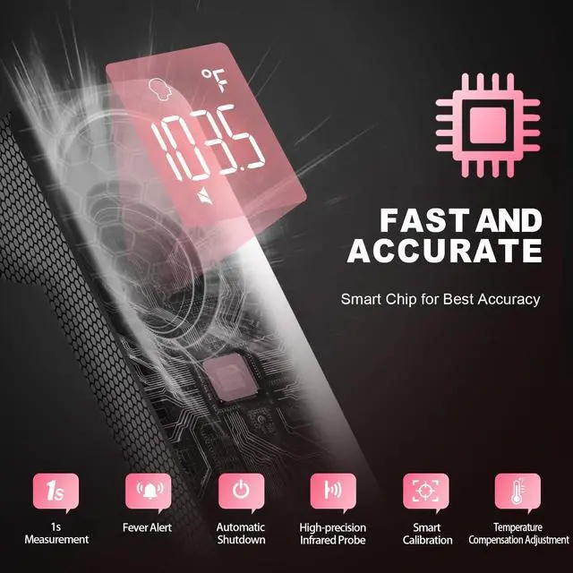 Alt view image 4 of 7 - No-Touch Thermometer for Adults and Kids, Digital Accurate Baby Thermometer with Fever Alarm, 1 Second Fast Result, Easy to use, 2 in 1 Mode