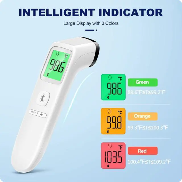 Alt view image 3 of 7 - No-Touch Thermometer for Adults and Kids, Accurate Digital Baby Thermometer, Fever Alarm & Silent Mode, 2 in 1 Forehead & Object Mode