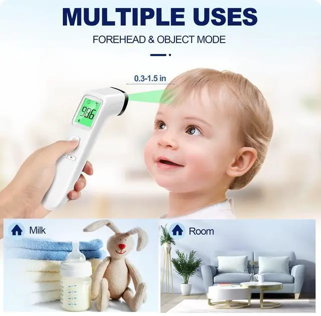 Alt view image 4 of 7 - No-Touch Thermometer for Adults and Kids, Accurate Digital Baby Thermometer, Fever Alarm & Silent Mode, 2 in 1 Forehead & Object Mode