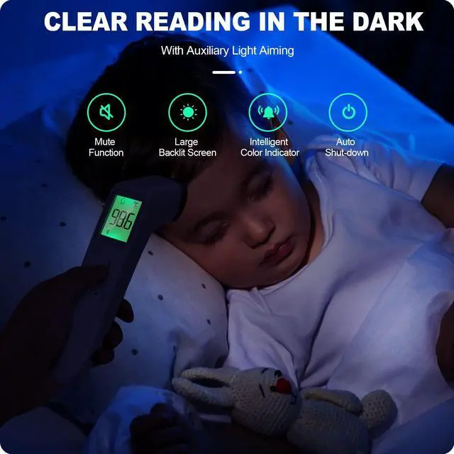 Alt view image 5 of 7 - No-Touch Thermometer for Adults and Kids, Accurate Digital Baby Thermometer, Fever Alarm & Silent Mode, 2 in 1 Forehead & Object Mode