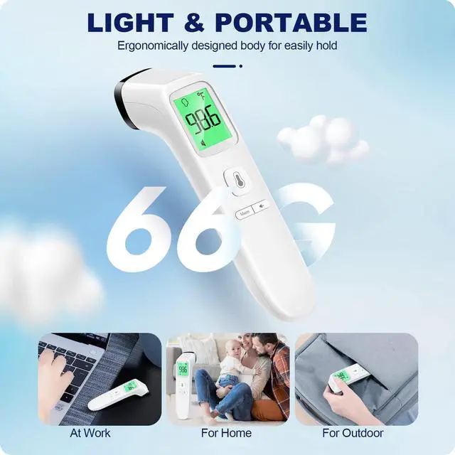 Alt view image 6 of 7 - No-Touch Thermometer for Adults and Kids, Accurate Digital Baby Thermometer, Fever Alarm & Silent Mode, 2 in 1 Forehead & Object Mode