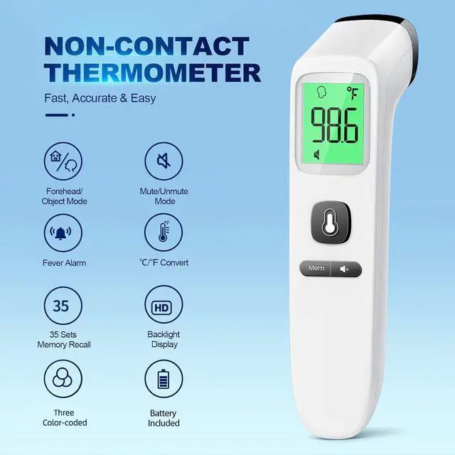 Alt view image 2 of 7 - No-Touch Thermometer for Adults and Kids, Digital Accurate Baby Thermometer with Fever Alarm, 1 Second Fast Result, Easy to use, 2 in 1 Mode