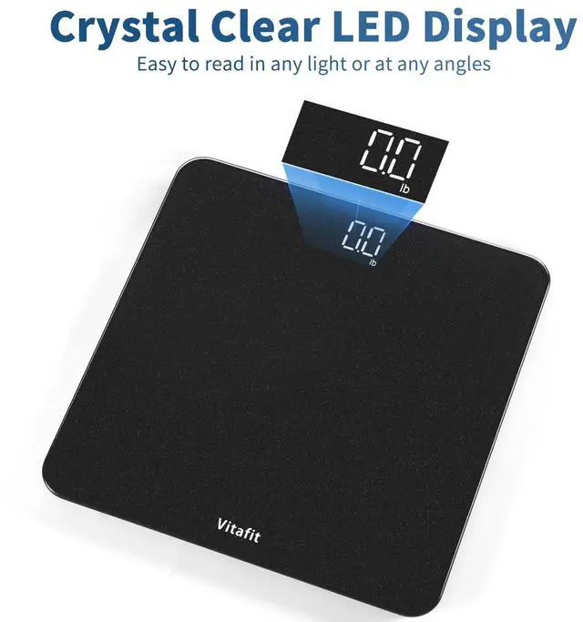 Alt view image 4 of 7 - Scale for Body Weight, High Precision by Weight Scale Professional Factory Since 2001, Bathroom Scale with LED and Step On, 3*AAA Batteries Included, 400lb/182kg, Spray Silver Black