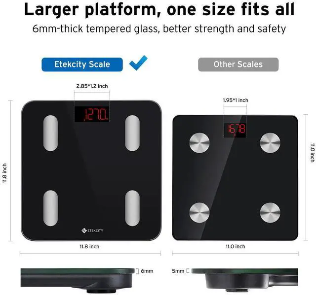 Alt view image 2 of 7 - Smart Scale for Body Weight, Digital Bathroom Weighing Machine Fat Percentage BMI Muscle, Accurate Composition Analyzer People, Bluetooth Electronic Measurement Tool, 400lb