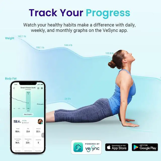 Alt view image 5 of 7 - Smart Scale for Body Weight, Digital Bathroom Weighing Machine Fat Percentage BMI Muscle, Accurate Composition Analyzer People, Bluetooth Electronic Measurement Tool, 400lb