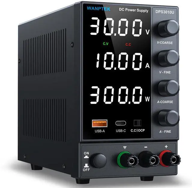 Main image of DC Power Supply Variable 0-30V 0-10A, Adjustable Switching Regulated Bench Power Supplies with Encoder Coarse & Fine Knob, 3.6A USB & Type-C Quick-Charge, OCP Overcurrent Protection