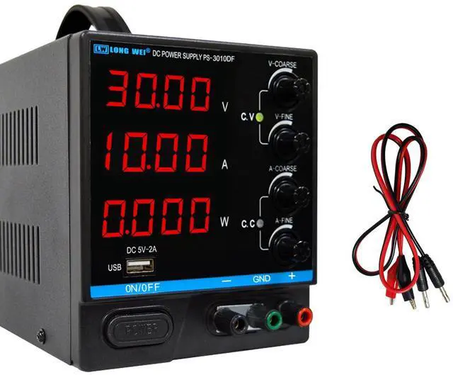 Main image of DC Power Supply Variable,30V 10A Adjustable Switching Regulated DC Bench Power Supply with 4-Digits LED Power Display, Coarse and Fine Adjustments with Alligator Leads Black