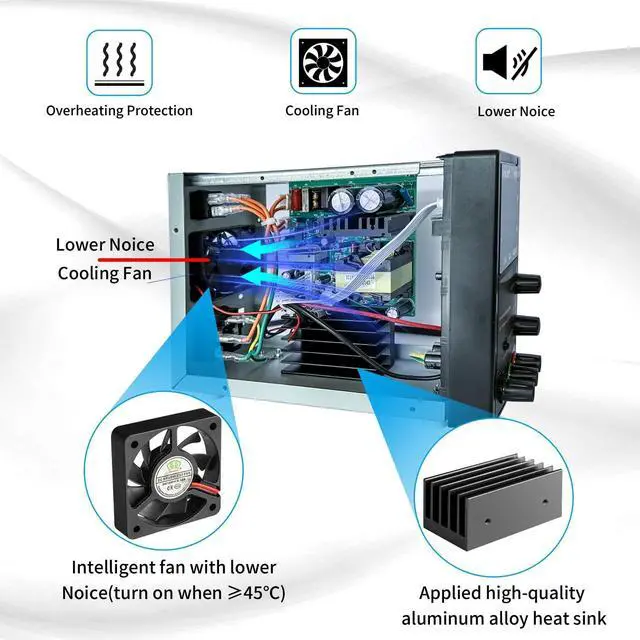 Alt view image 3 of 7 - DC Power Supply Variable,30V 5A Adjustable Switching Regulated DC Bench Power Supply with 4 Digits LED Display, Data Hold,Coarse and Fine Adjustment with 110V Alligator Leads