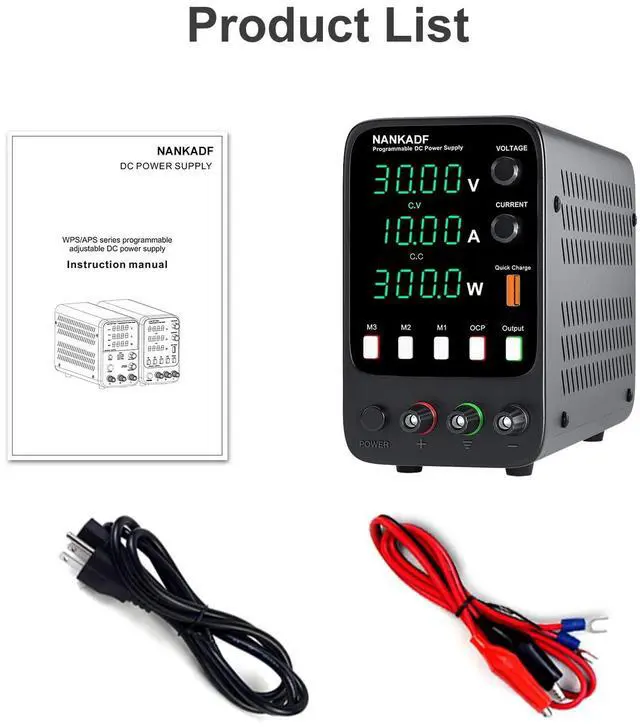 Alt view image 7 of 7 - DC Power Supply, 30V 10A Bench Power Supply with Memory Storage & RecallVariable Power Suppy with Encoder Adjustment Knob, 5V/3.6A USB Quick-Charge & OCP Short Circuit Alarm (0-30v 0-10a)