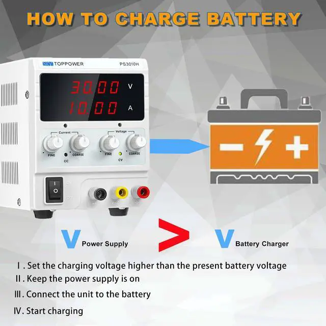 Alt view image 3 of 7 - DC Power Supply Variable,0-30V 0-10A Adjustable Regulated Bench Lab Power with 4-Digit Display,for Repairing Phones,Computers,Test,Battery Charging,Electrolytic Power Supply,DIY,Sky TOPPOWER PS3010H