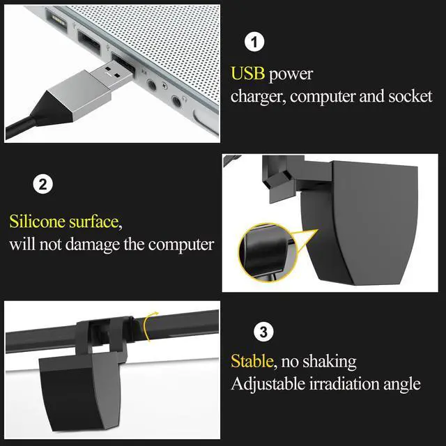 Alt view image 7 of 7 - Computer Monitor Light Bar, LED Screen Light Bar for Workspace, Dimmable Monitor Lamp, Button Control Monitor Lamp for Desk/Office/Home/Game, for Eye Caring