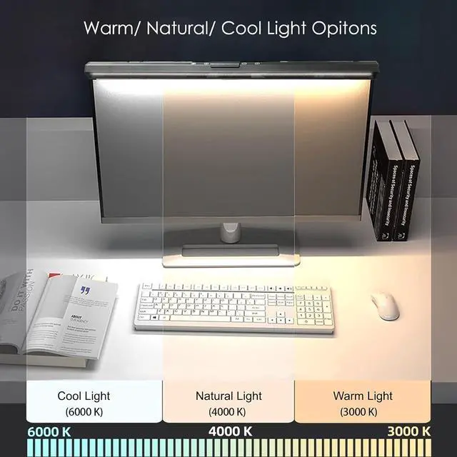 Alt view image 2 of 7 - USB LED Lamp for Computer Monitor - Adjustable Brightness & Color Temperature, USB Powered, Matte Graffiti Finish, 40 cm, 5W, Eye-Care, Easy Installation, Perfect for Reading, Laptop, and Study
