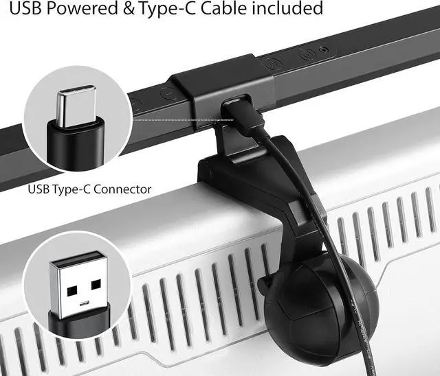 Alt view image 3 of 7 - USB LED Lamp for Computer Monitor - Adjustable Brightness & Color Temperature, USB Powered, Matte Graffiti Finish, 40 cm, 5W, Eye-Care, Easy Installation, Perfect for Reading, Laptop, and Study