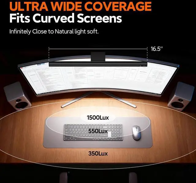 Alt view image 2 of 7 - Monitor Light Bar, Eye-Care USB Computer Lamp Dimmable Screen Light Bar, Fit for All Monitor with Wireless Controller, Backlight, No Screen Glare, Space Saving for Home Office Gaming Desk Light