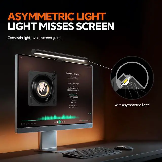Alt view image 3 of 7 - Monitor Light Bar, Eye-Care USB Computer Lamp Dimmable Screen Light Bar, Fit for All Monitor with Wireless Controller, Backlight, No Screen Glare, Space Saving for Home Office Gaming Desk Light