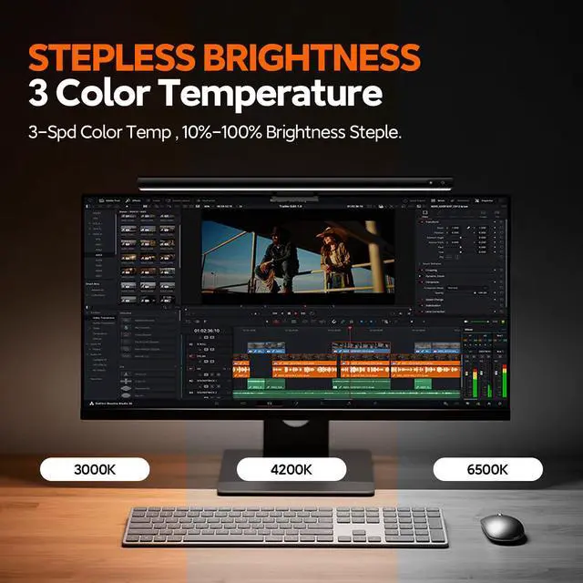 Alt view image 7 of 7 - Monitor Light Bar, Eye-Care USB Computer Lamp Dimmable Screen Light Bar, Fit for All Monitor with Wireless Controller, Backlight, No Screen Glare, Space Saving for Home Office Gaming Desk Light