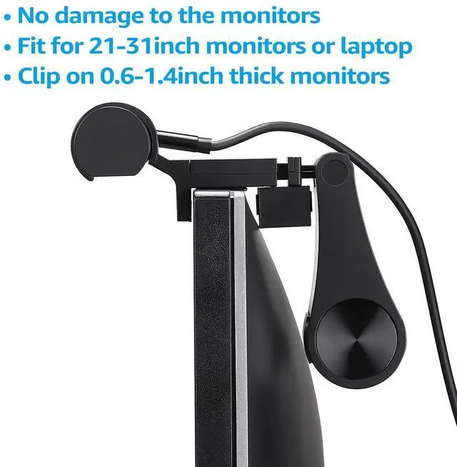 Alt view image 3 of 7 - LED Computer Monitor Lamp, Auto-Dimming, CRI 97 Eye-Caring Adjustment LED Screen Light Bar, E-Reading USB Powered Monitor Light for Gaming Desk Office, Touch Control, Black