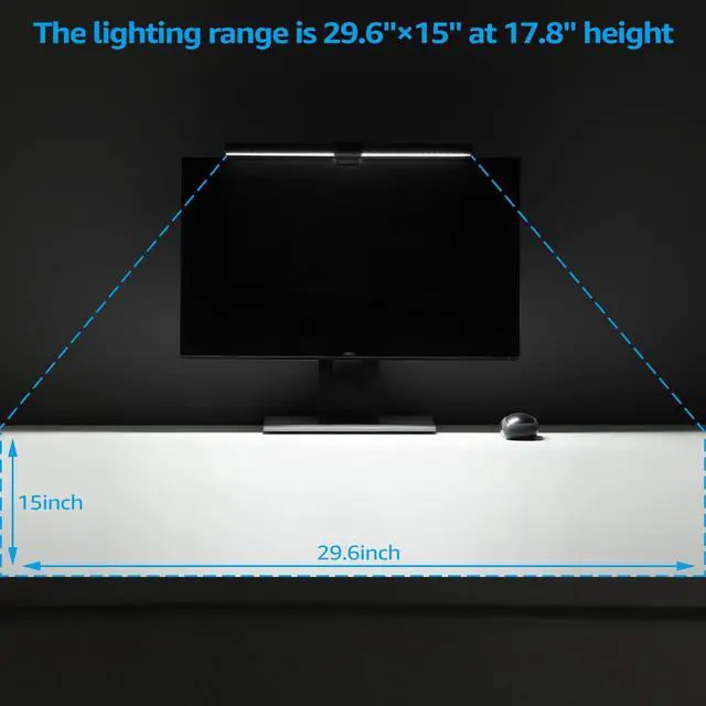Alt view image 5 of 7 - LED Computer Monitor Lamp, Auto-Dimming, CRI 97 Eye-Caring Adjustment LED Screen Light Bar, E-Reading USB Powered Monitor Light for Gaming Desk Office, Touch Control, Black