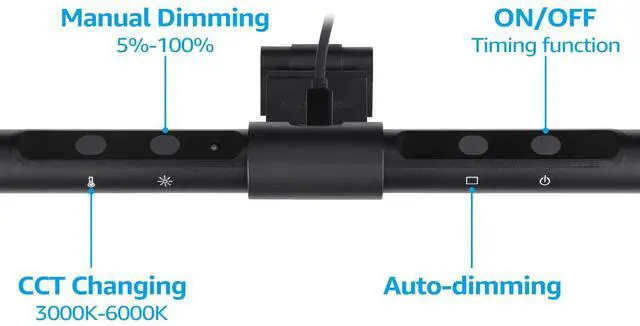 Alt view image 6 of 7 - LED Computer Monitor Lamp, Auto-Dimming, CRI 97 Eye-Caring Adjustment LED Screen Light Bar, E-Reading USB Powered Monitor Light for Gaming Desk Office, Touch Control, Black