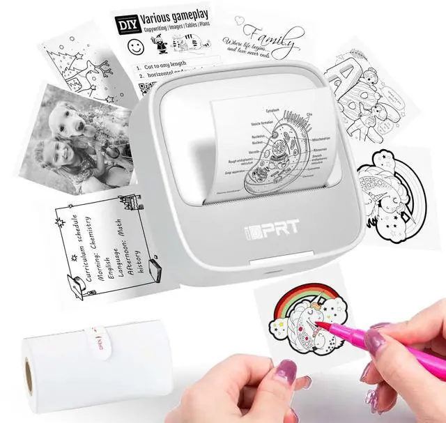 Main image of Portable Sticker Maker Machine with 1 Roll Sticker Paper, Mini Printer Efficiently and Quickly, Thermal Printer for Study Notes, Pictures, DIY, Label, Free App with Multiple Templates, Grey
