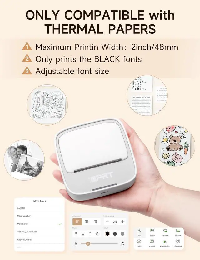 Alt view image 7 of 7 - Portable Sticker Maker Machine with 1 Roll Sticker Paper, Mini Printer Efficiently and Quickly, Thermal Printer for Study Notes, Pictures, DIY, Label, Free App with Multiple Templates, Grey