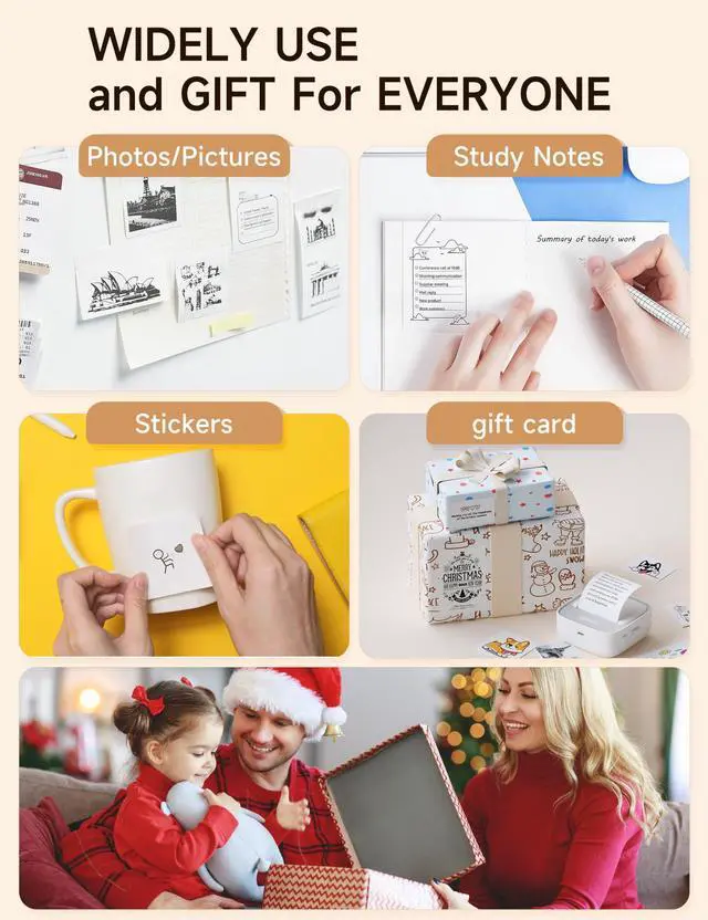 Alt view image 4 of 7 - Portable Sticker Maker Machine with 1 Roll Sticker Paper, Mini Printer Efficiently and Quickly, Thermal Printer for Study Notes, Pictures, DIY, Label, Free App with Multiple Templates, Grey