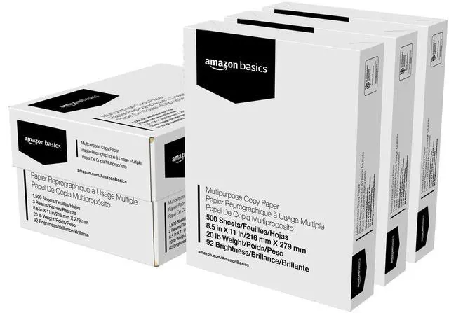 Main image of Multipurpose Copy Printer Paper, 20 lb, 8.5 x 11 Inches, 3 Reams (1,500 Sheets), 92 Bright, White