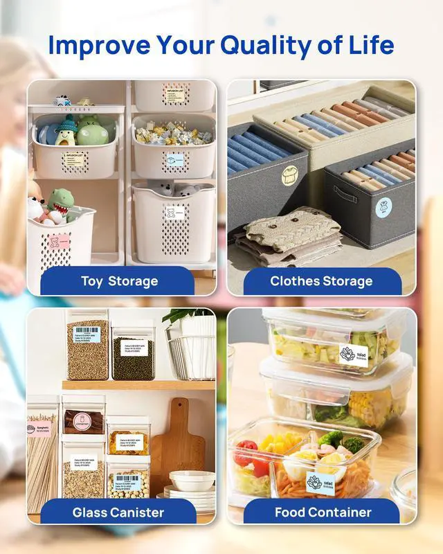 Alt view image 5 of 7 - PM260 Label Maker Machine with Tape, 2 Inch Label Tape Maker Bluetooth Label Printer, Inkless Portable Label Maker for Home, Kitchen, School, Office Organization, Black