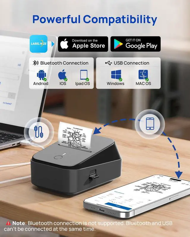 Alt view image 3 of 7 - PM260 Label Maker Machine with Tape, 2 Inch Label Tape Maker Bluetooth Label Printer, Inkless Portable Label Maker for Home, Kitchen, School, Office Organization, Black