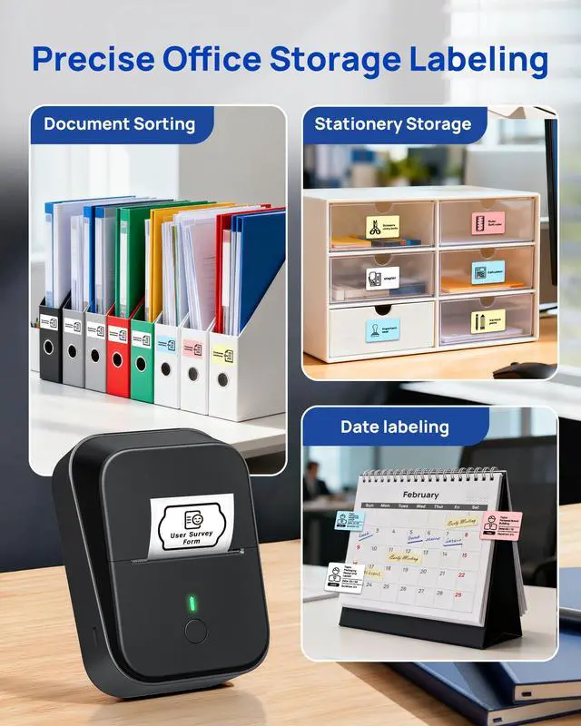 Alt view image 6 of 7 - PM260 Label Maker Machine with Tape, 2 Inch Label Tape Maker Bluetooth Label Printer, Inkless Portable Label Maker for Home, Kitchen, School, Office Organization, Black