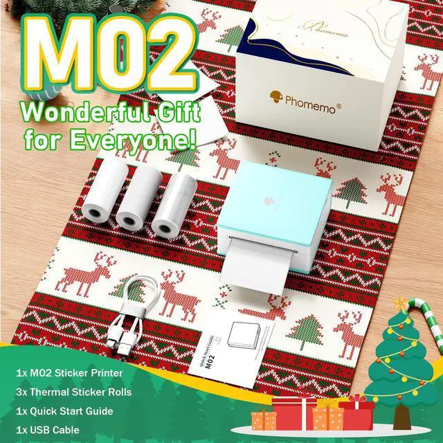 Alt view image 2 of 7 - Mini Sticker Printer Maker M02, Mini Thermal Sticker Printer Machine with 3 Rolls Paper, Pocket Small Label Maker Instant Print for DIY Creation, Photo, Study Notes, Memo, Gift, Cyan