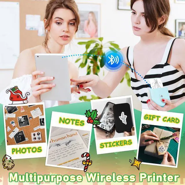 Alt view image 7 of 7 - Mini Sticker Printer Maker M02, Mini Thermal Sticker Printer Machine with 3 Rolls Paper, Pocket Small Label Maker Instant Print for DIY Creation, Photo, Study Notes, Memo, Gift, Cyan